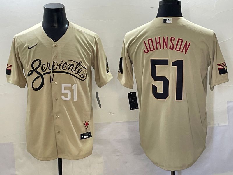 Men 2025 Arizona Diamondback #51 Johnson Cream City Edition Nike MLB Jersey style 4